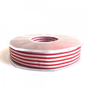 Horizontal Stripes Ribbon - Red and White 15 mm